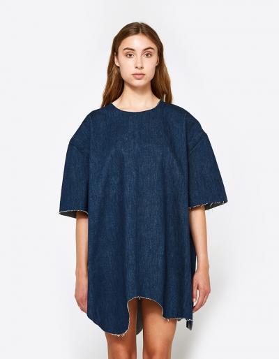 Ashley Rowe Wavy Short Dress Dark Denim
