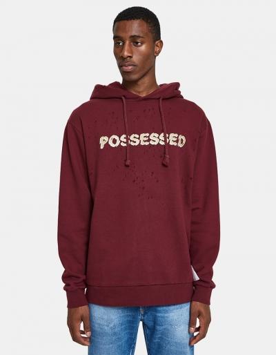 Satisfy Possessed Moth Eaten Hoodie In Burgundy