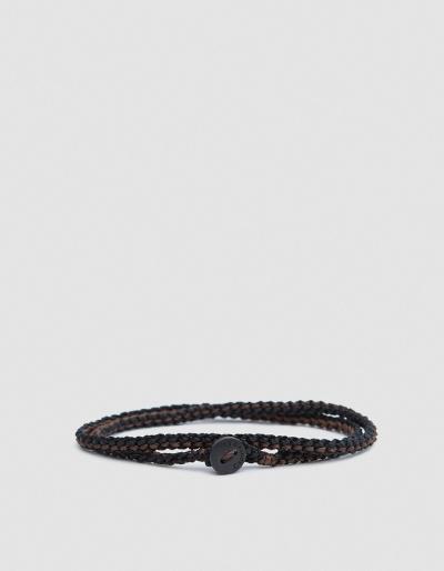 Caputo & Co. Macrame Knotted Double Wrap In Brown/black