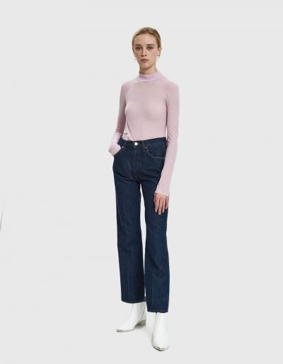 Nanushka Alana Cotton Turtleneck In Dusty Pink