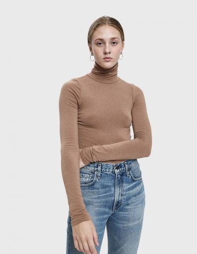 Farrow Chanice Turtleneck Tee In Cocoa