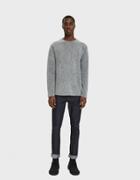 Wings+horns Felted Wool Crewneck Sweater In Heather Grey