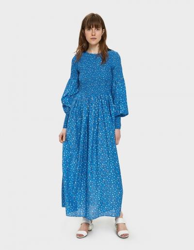 Ganni Beacon Smocked Dress In