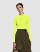 Msgm Ribbed Flo Knit Top In Citron