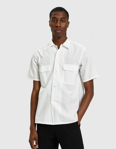 Beams Plus S/s Open Collar Pima Cotton