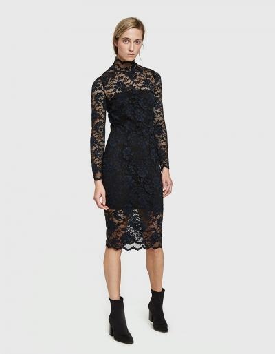 Ganni Flynn Lace Dress In Black