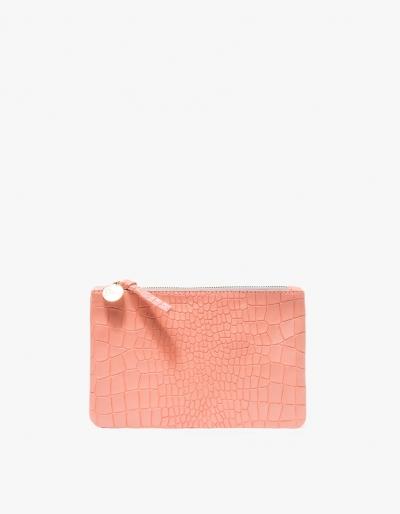 Clare V. Wallet Clutch In Coral Croco