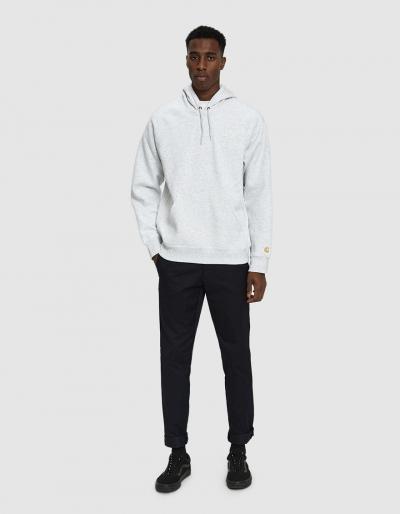 Carhartt Wip Hooded Chase Fleece Sweatshirt In Ash Heather/gold
