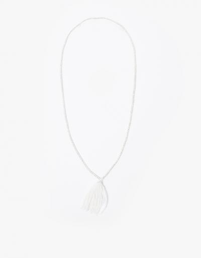Admasu Silver Beaded Tassel Necklace