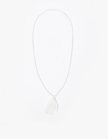 Admasu Silver Beaded Tassel Necklace