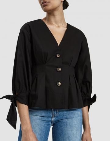 Stelen Jolee Pleated Blouse In Black