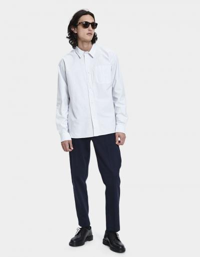 Mhl Painters Button Up Shirt In White/charcoal