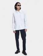 Mhl Painters Button Up Shirt In White/charcoal