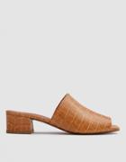 By Far Shoes Scandi Mule In Beige Embossed Croc