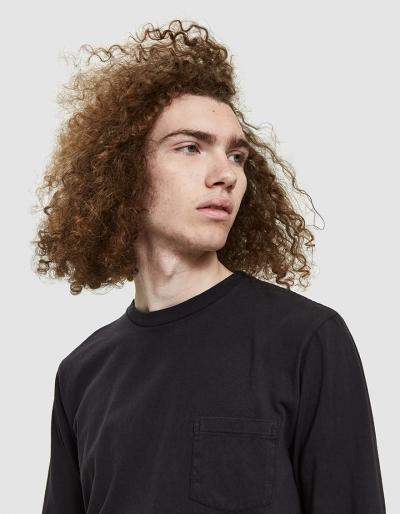 Velva Sheen Tubular L/s Pocket Tee In Black