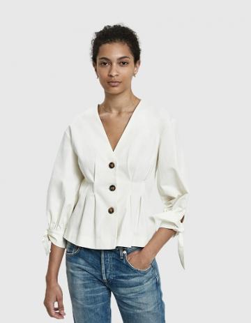 Stelen Jolee Pleated Blouse In Off White