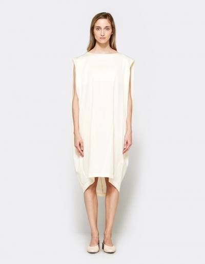 Black Crane Accordion Dress In Eggshell