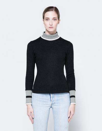 Frankie Jersey Rib Turtleneck In Black