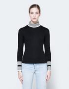 Frankie Jersey Rib Turtleneck In Black