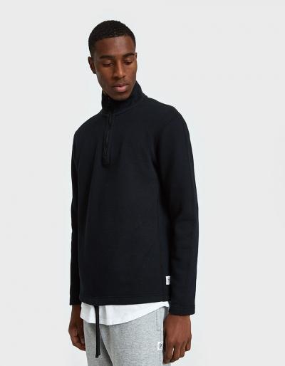 Reigning Champ Half Zip Ls Mesh Double Knit In Black