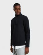 Reigning Champ Half Zip Ls Mesh Double Knit In Black
