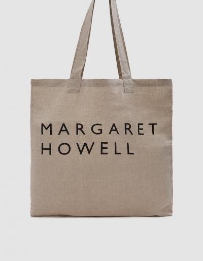 Margaret Howell Linen Logo Bag In Khaki