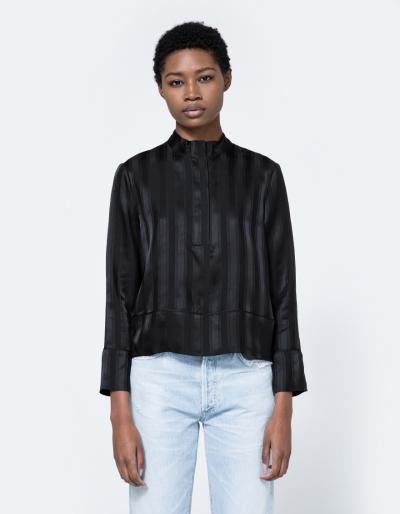 Ganni Kendal Silk Top In Black