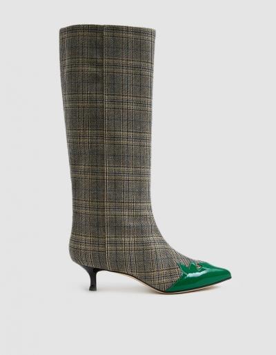 Tibi Evin Plaid Patent Boot