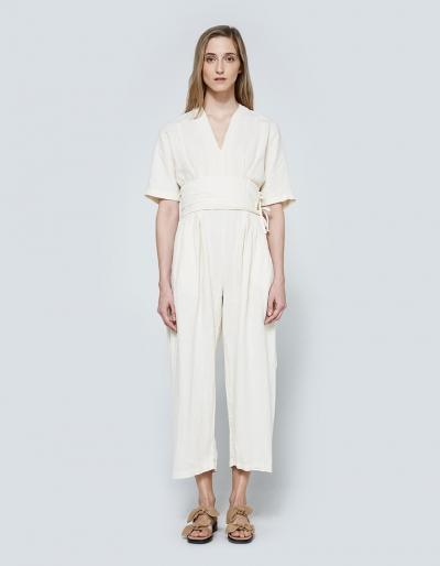 Black Crane V-neck Jumper In Eggshell
