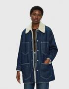 Mm6 Maison Margiela Shearling-lined Denim Jacket