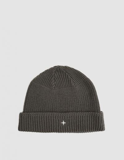 Stone Island Knit Wool Beanie In Olive