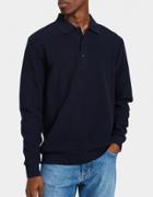 Beams Plus Ls Cotton Polo In Navy