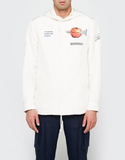 Undercover Hooded Patch Jacket In Ivory