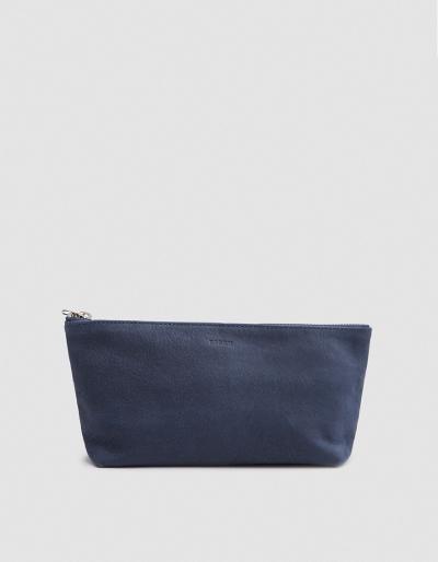 Baggu Small Cosmetic Pouch In Navy Nubuck