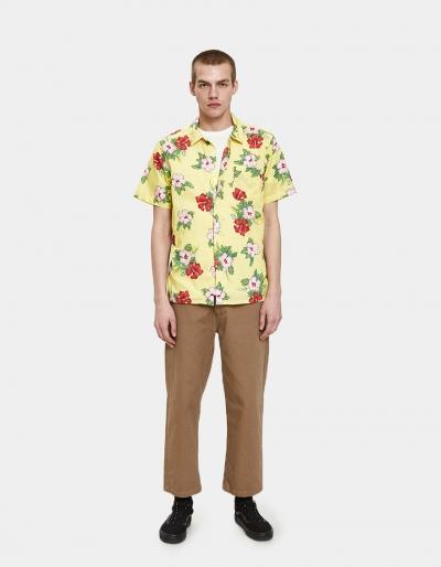Obey Kane Woven Ss Shirt In Yellow