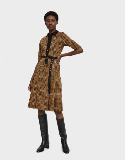 Hope Cat Pleated Check Dress