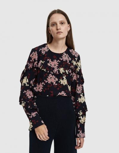 Farrow Marilyn Floral Print Ruffle Top