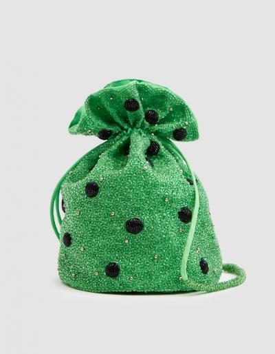 Ganni Edison Bag In Classic Green