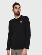 Comme Des Gar Ons Play Play Ls Red Heart T-shirt In Black