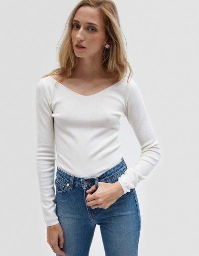 Lemaire V-neck Sweater In Chalk
