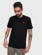 Comme Des Gar Ons Play Play Ss Small Red Heart T-shirt In Black