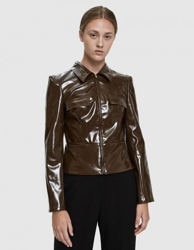Maryam Nassir Zadeh Crest Faux Patent Jacket