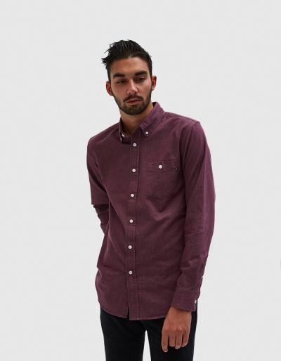 Obey Keble Ii Woven Ls Shirt In Eggplant