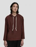 Dima Leu Wool Pullover Hoodie In Brown