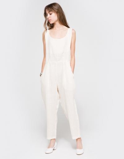 Black Crane Overall In Cream