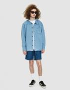 Cav Empt Washed Denim Shirt Jacket In Indigo