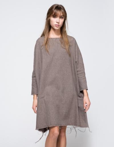 Black Crane Painter Dress In Coffee