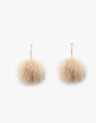 Tuleste Marabou T-bar Pom Pom Earrings In Nude