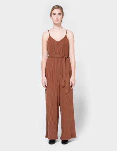 Farrow Ribbed Knit Jumpsuit In Russet