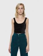 Which We Want Deedee Velour Crop Top In Black